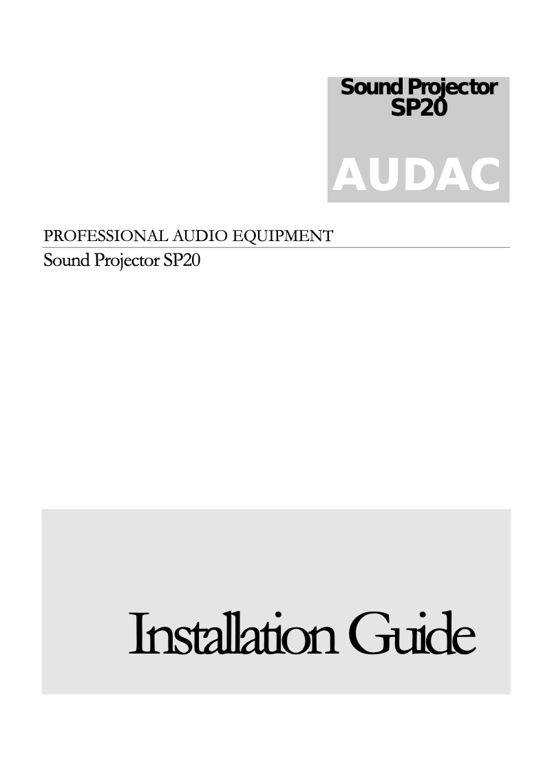 Page n°1 - Manuel utilisateur Audac SP20