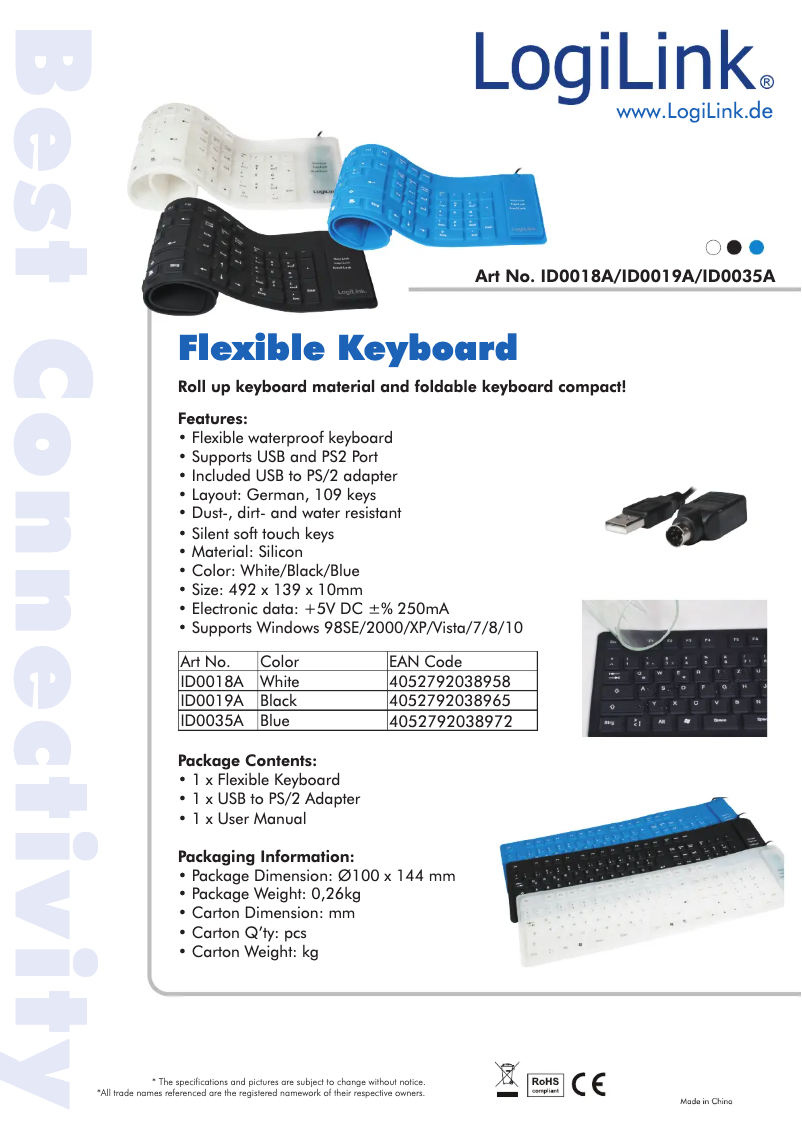 Page n°1 - Manuel utilisateur LogiLink ID0019A