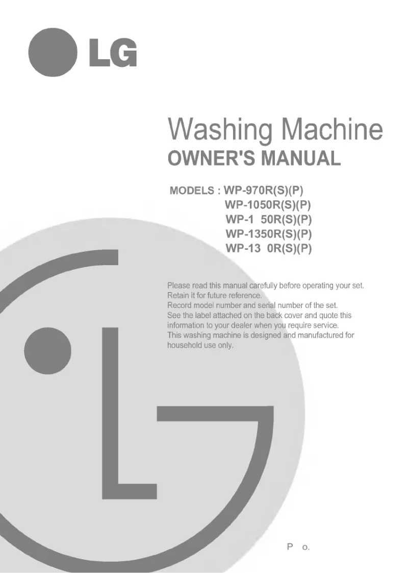 Page n°1 - Manuel utilisateur LG WP-1070R