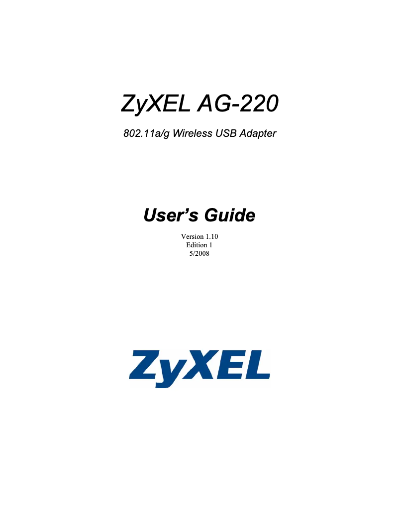 Page 1 de la notice Manuel utilisateur ZyXEL AG-220