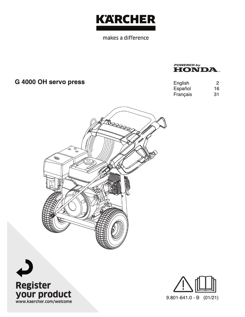 Page n°1 - Manuel utilisateur Kärcher G 4000 OH