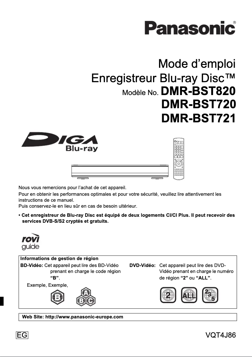 Página 1 del manual Manual de usuario Panasonic DMR-BST820