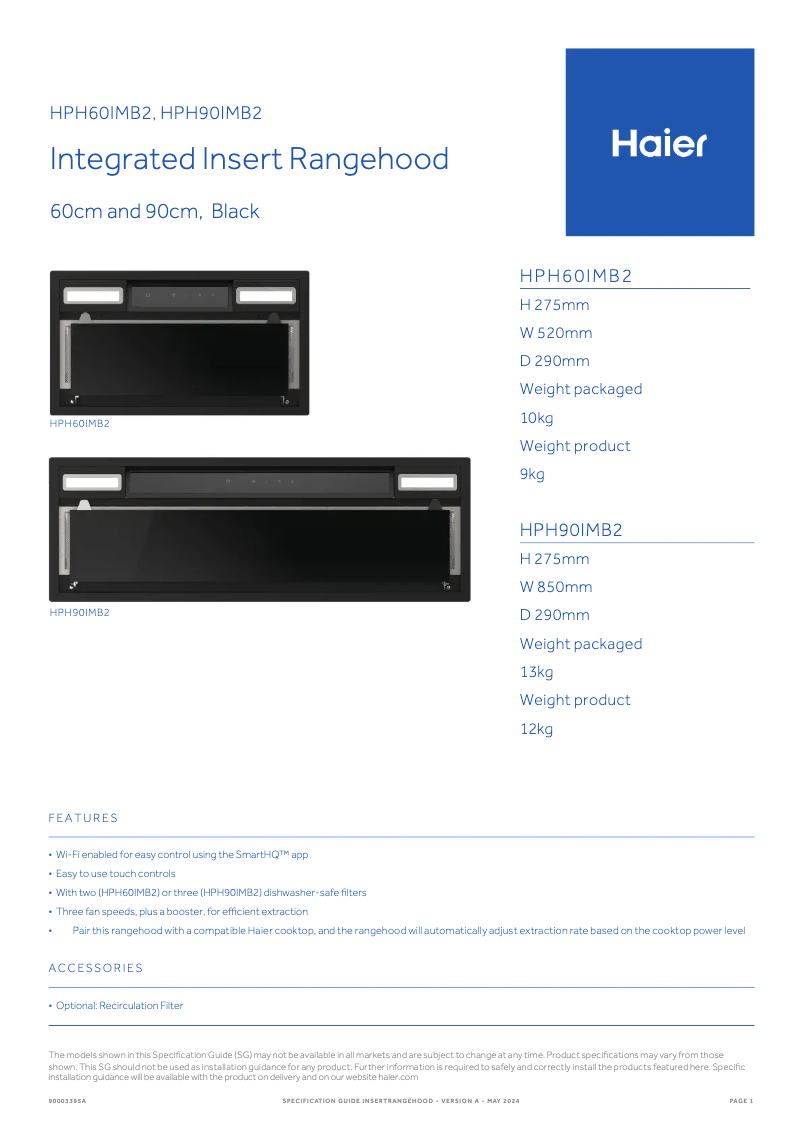 Image de la première page du manuel de l'appareil HPH90IMB2