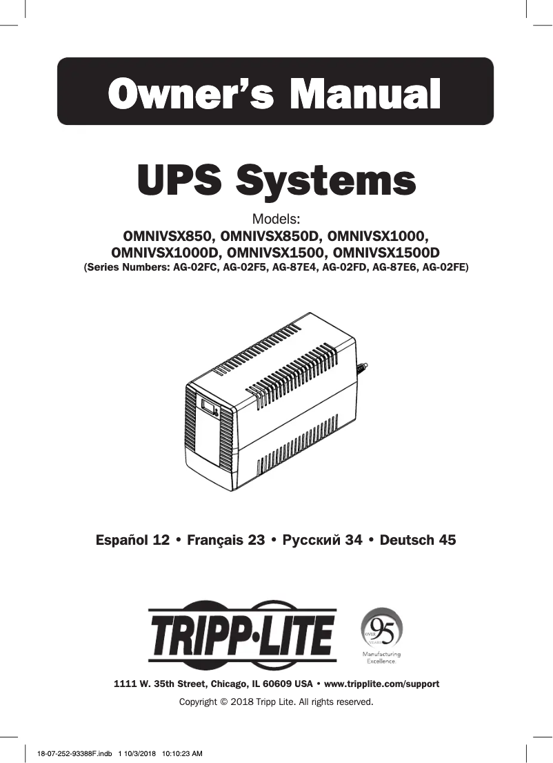 Página 1 del manual Manual de usuario Tripp Lite OMNIVSX850