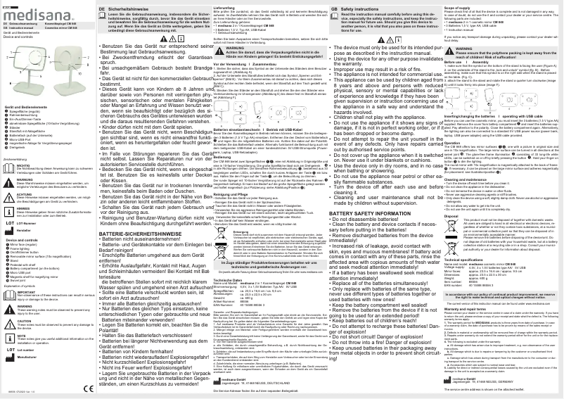 Page n°1 - Manuel utilisateur Medisana CM 848