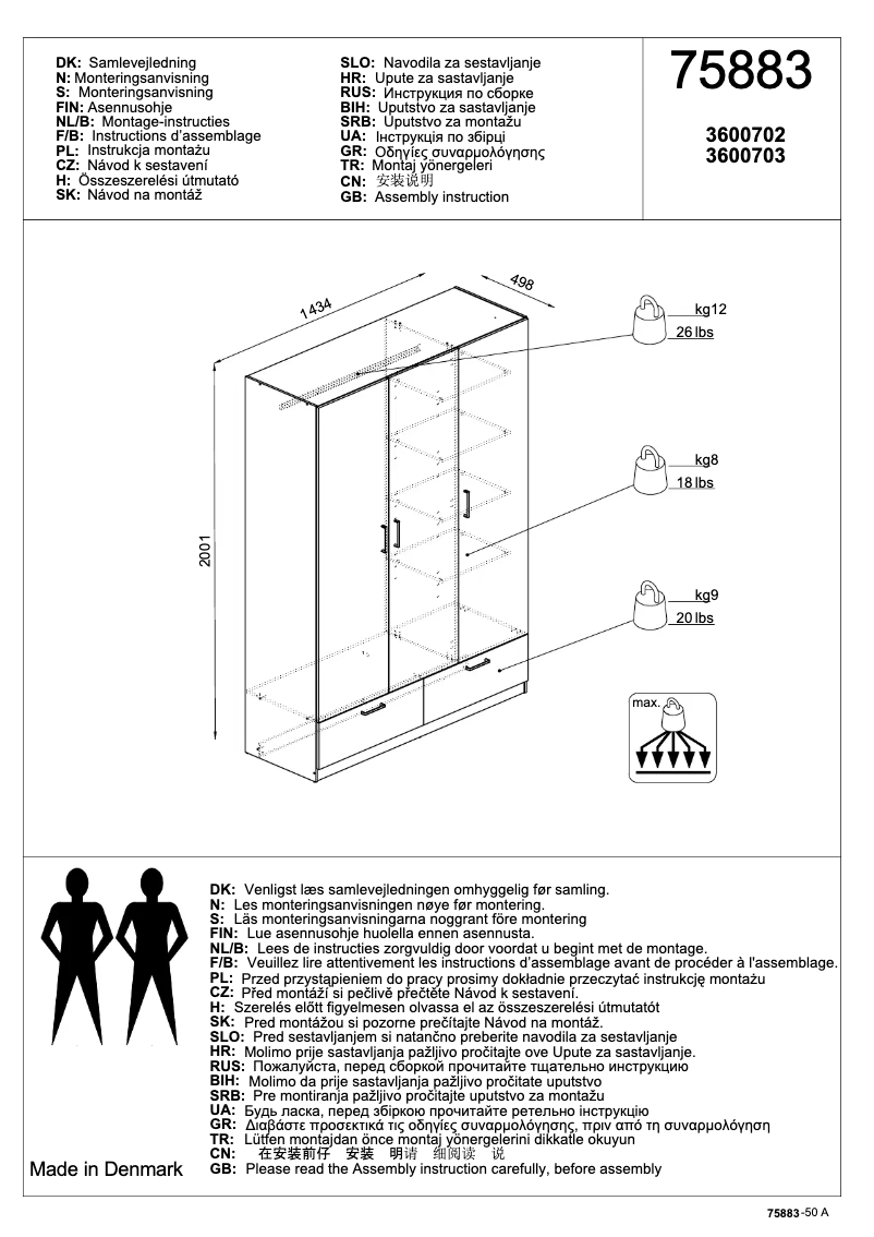 Page 1 de la notice Manuel utilisateur JYSK Ejby (144x200x50)