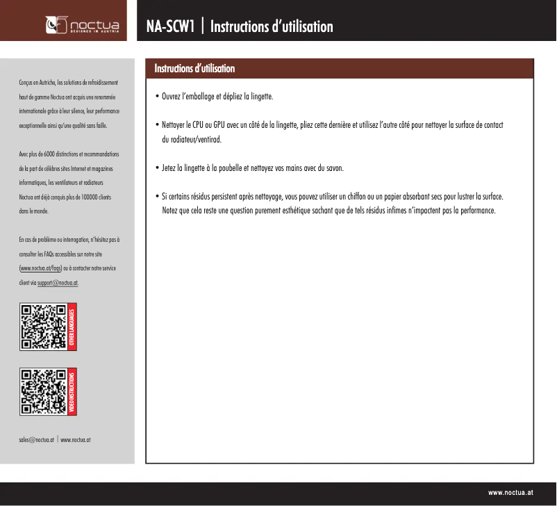 Image de la première page du manuel de l'appareil NA-SCW1