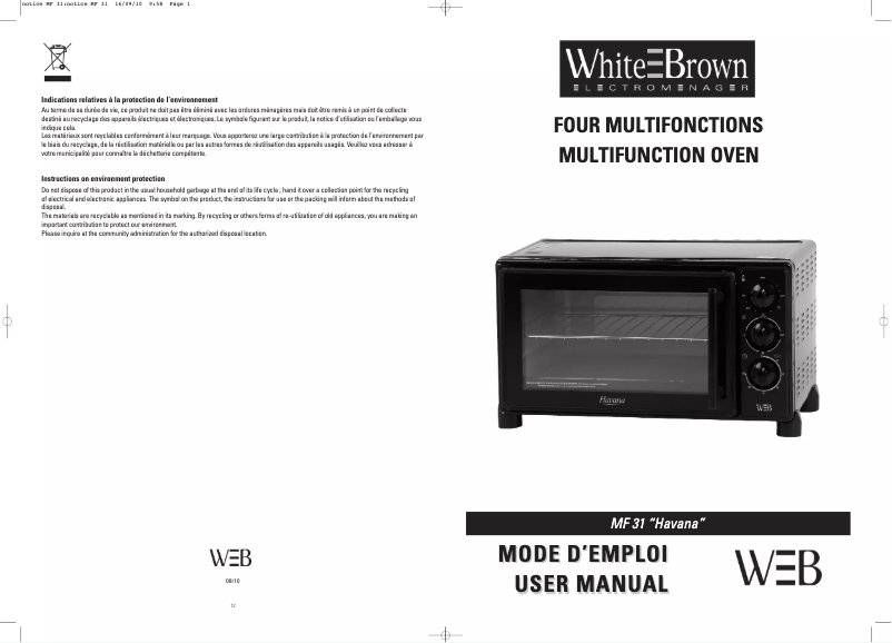 Page 1 de la notice Manuel utilisateur White And Brown MF 31