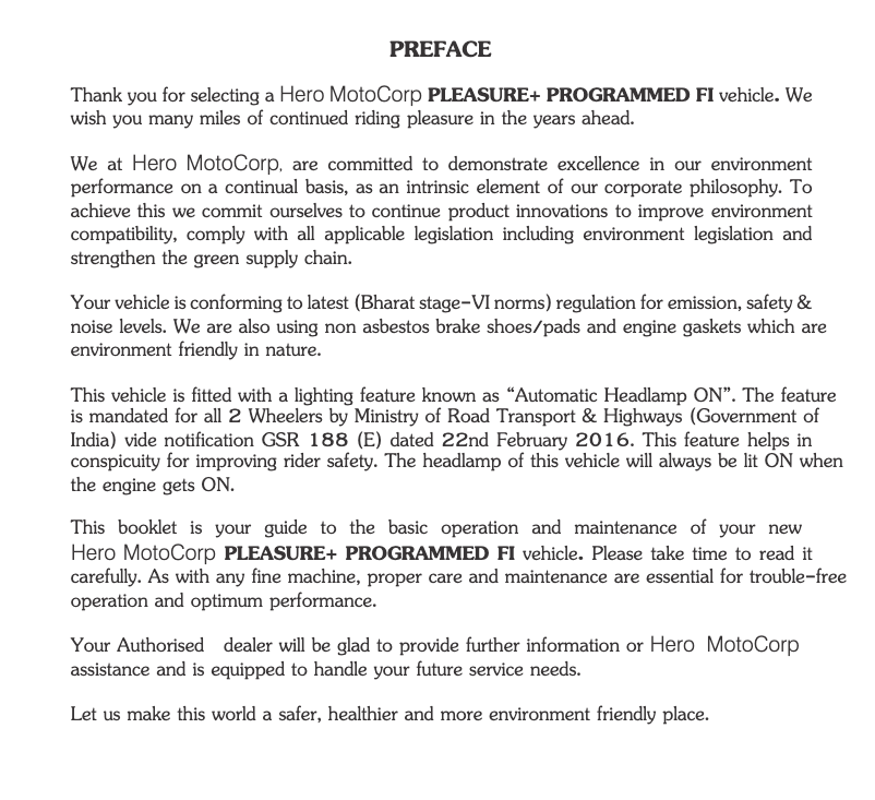 Page 1 de la notice Manuel utilisateur Hero Pleasure+ (2020)