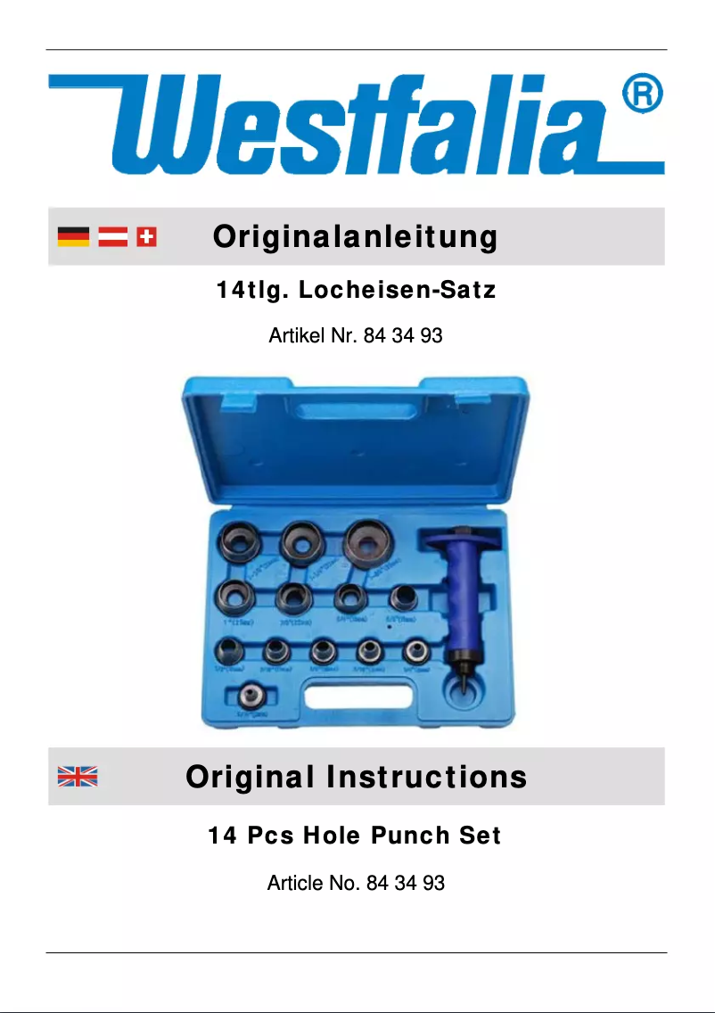 Page 1 de la notice Manuel utilisateur Westfalia 843493