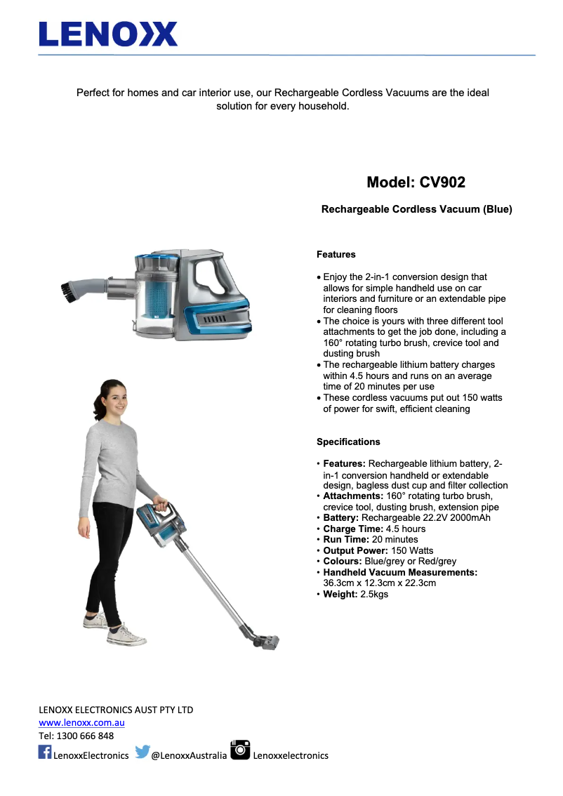 Page n°1 - Manuel utilisateur Lenoxx CV902