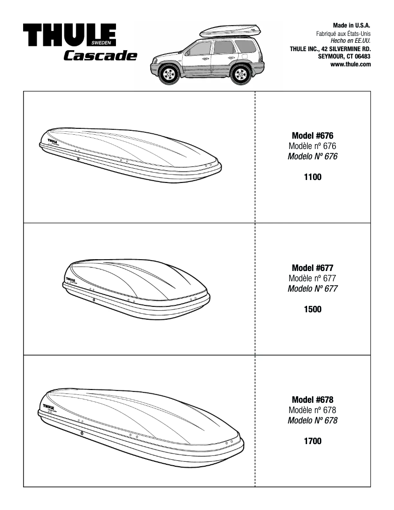 Page 1 de la notice Manuel utilisateur Thule Cascade 1500 677