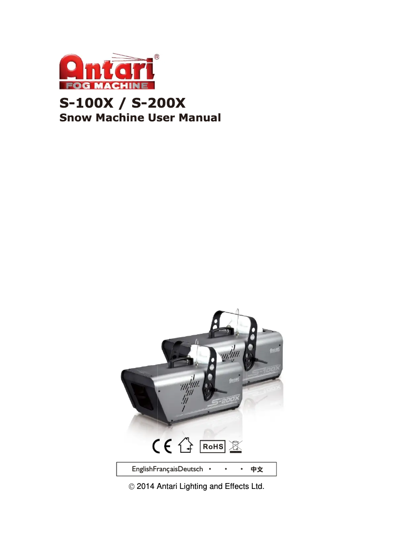 Page n°1 - Manuel utilisateur Antari S-200X