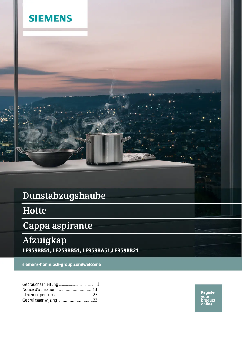 Page 1 de la notice Manuel utilisateur Siemens LF959RB51