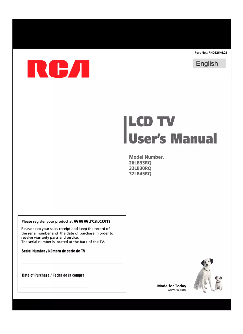 Image de la première page du manuel de l'appareil 32LB45RQ