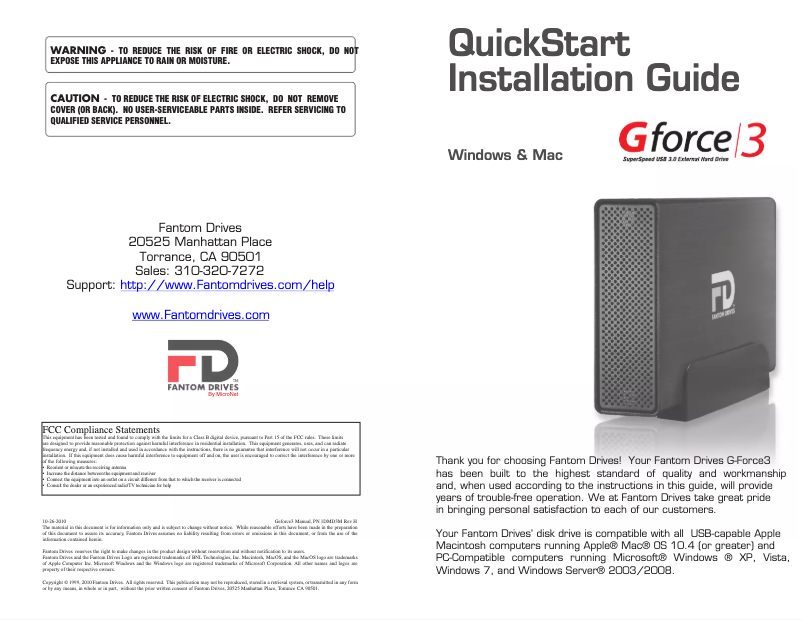 Page n°1 - Manuel utilisateur Fantom Drives G-Force