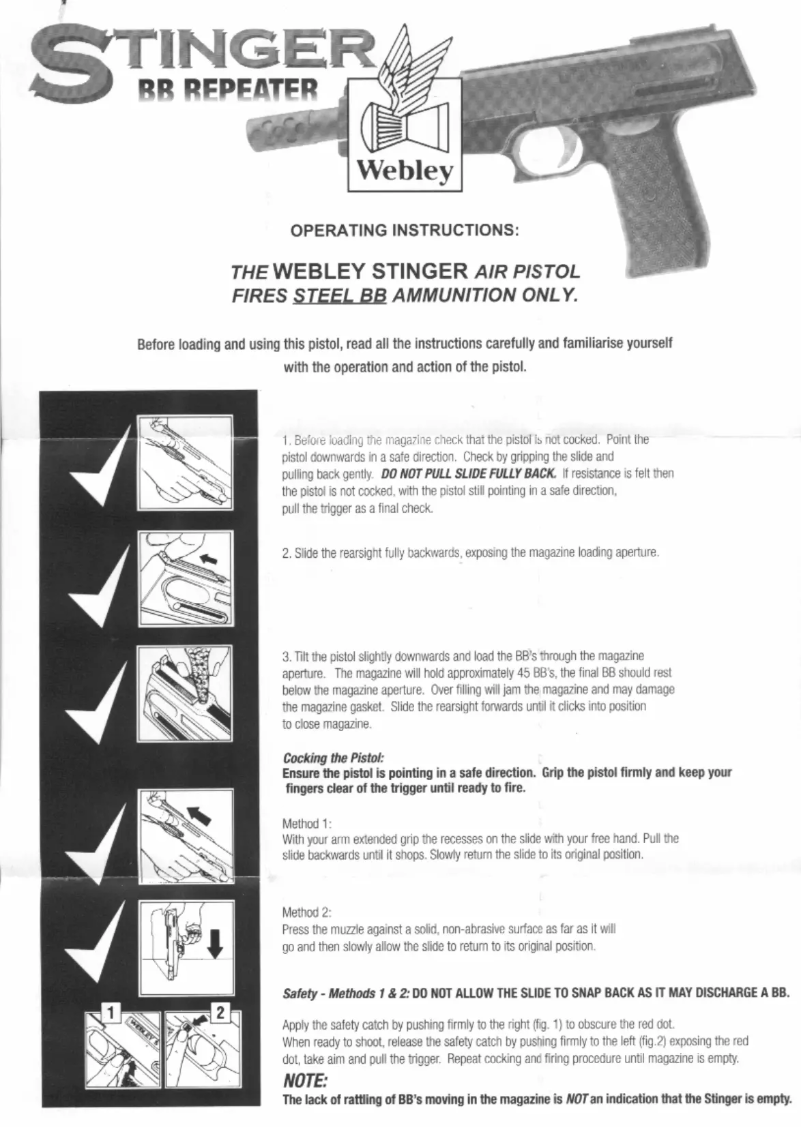 Page 1 de la notice Manuel utilisateur Webley Stinger