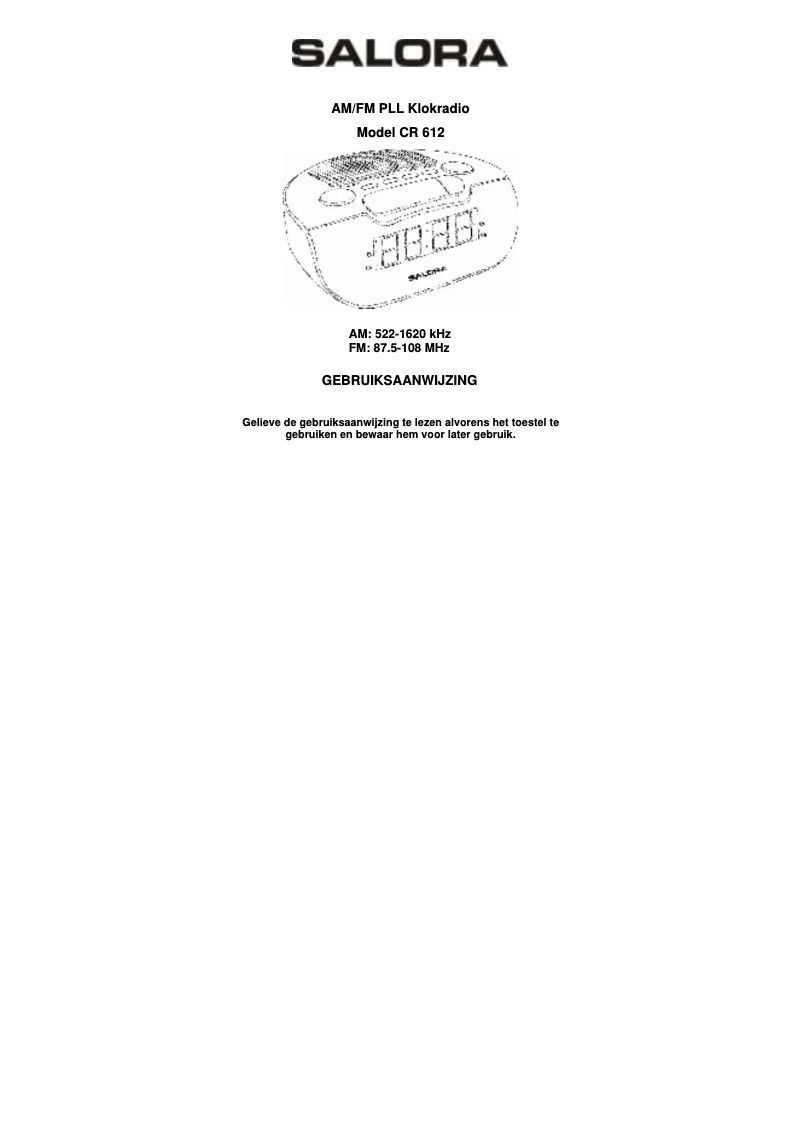 Image de la première page du manuel de l'appareil CR612