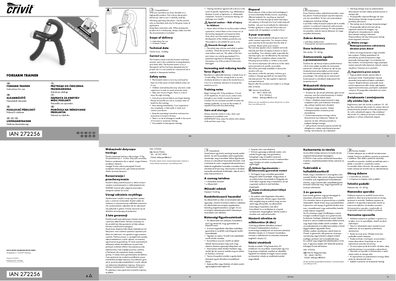 Page 1 de la notice Manuel utilisateur Crivit IAN 272256