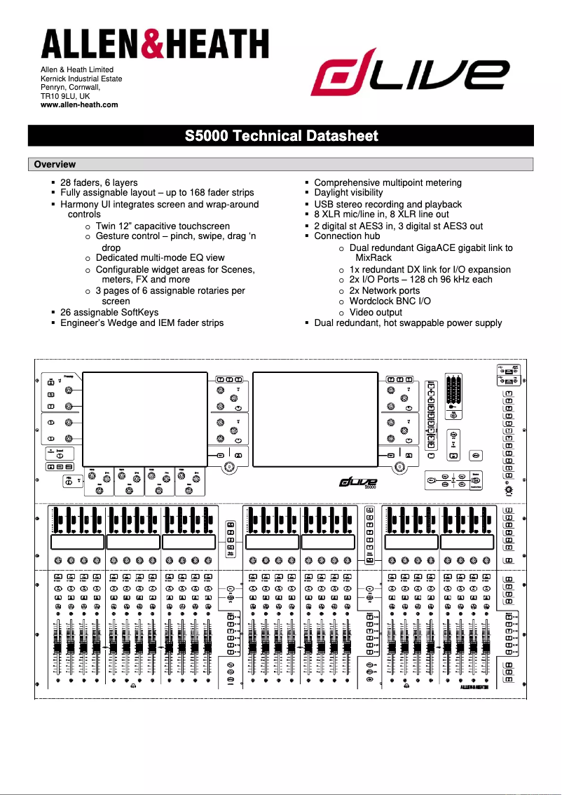 Page n°1 - Fiche technique Allen & Heath dLive S5000