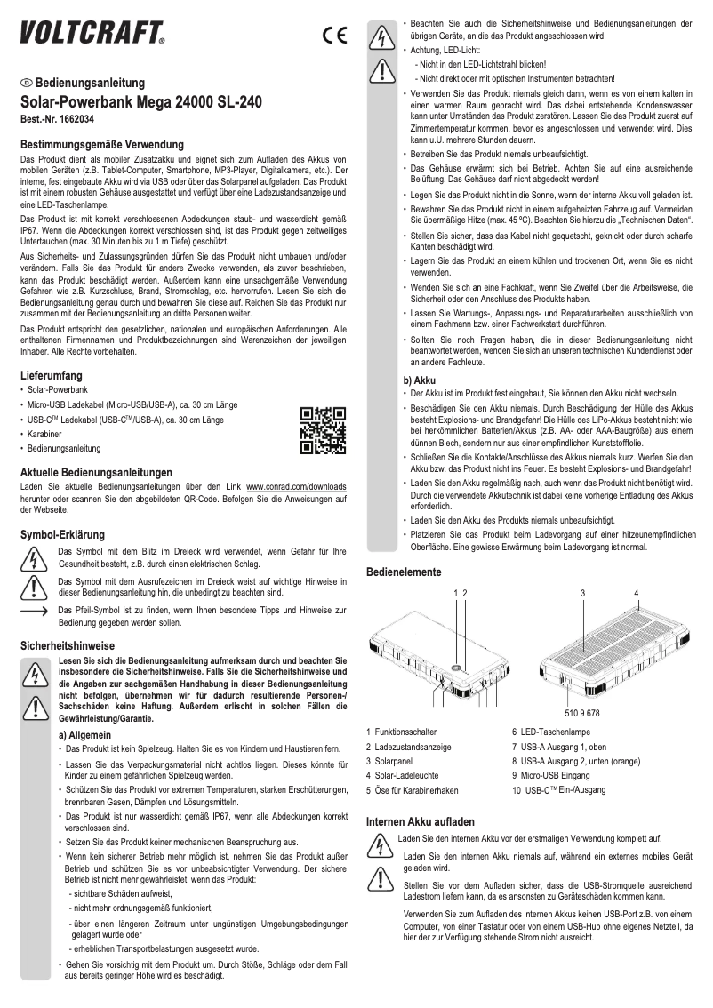 Page n°1 - Manuel utilisateur Voltcraft SL-240