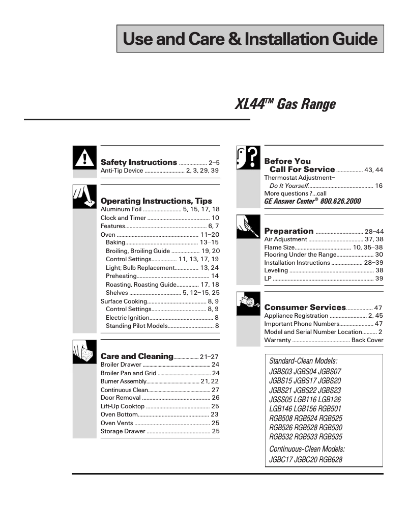 Image de la première page du manuel de l'appareil JGBC17PEAAD