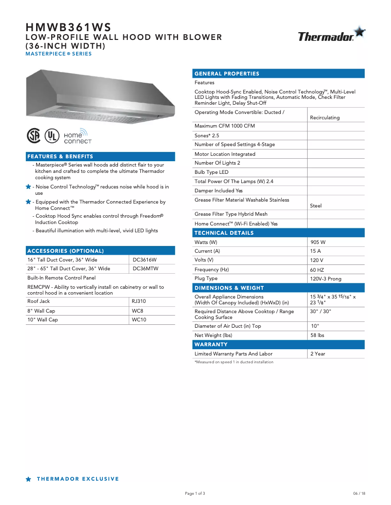 Image de la première page du manuel de l'appareil HMWB36WS