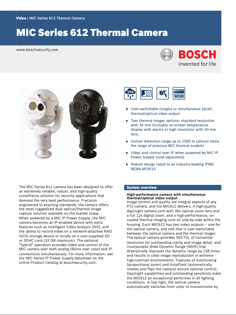 Page n°1 - Manuel utilisateur Bosch MIC-612TFALW36N