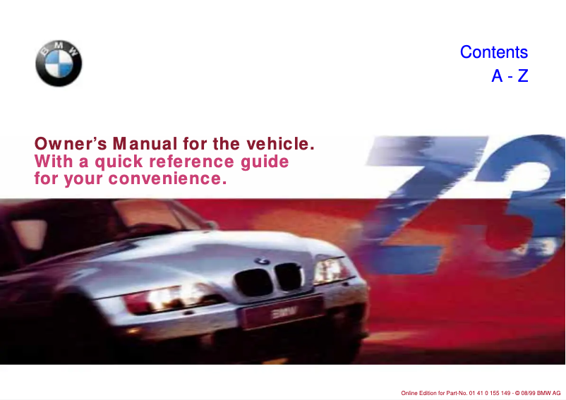 Page 1 de la notice Manuel utilisateur BMW Z3 Roadster 2.8 (1999)