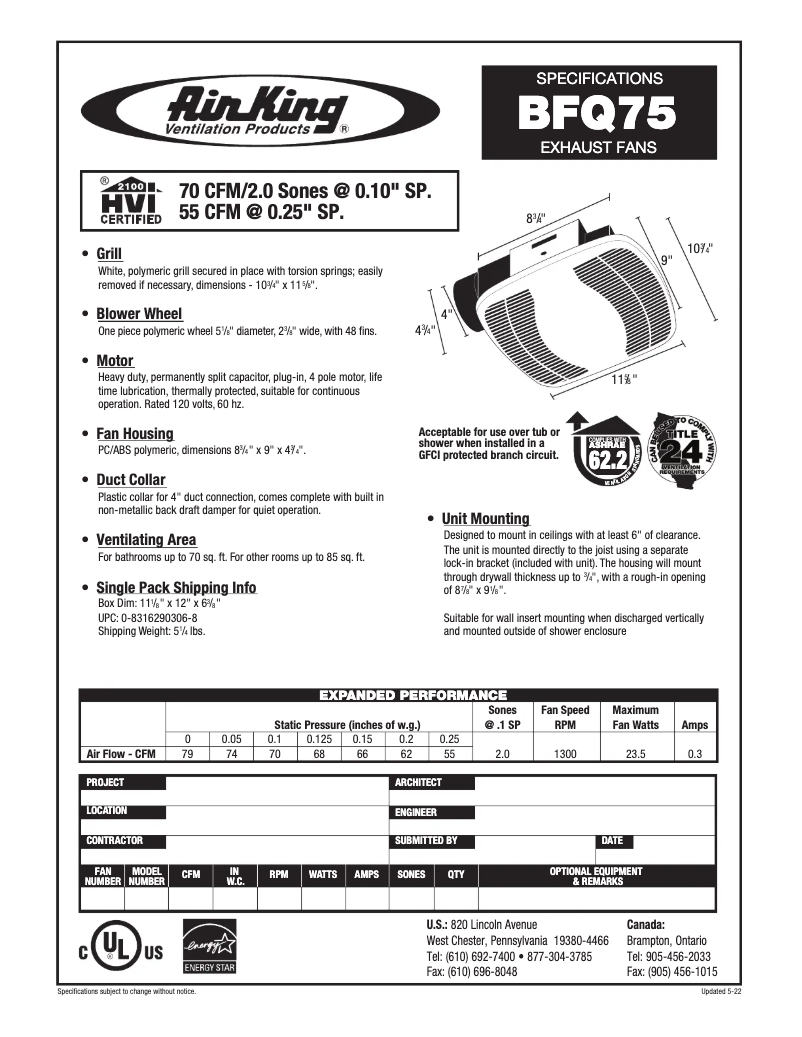 Image de la première page du manuel de l'appareil BFQ75