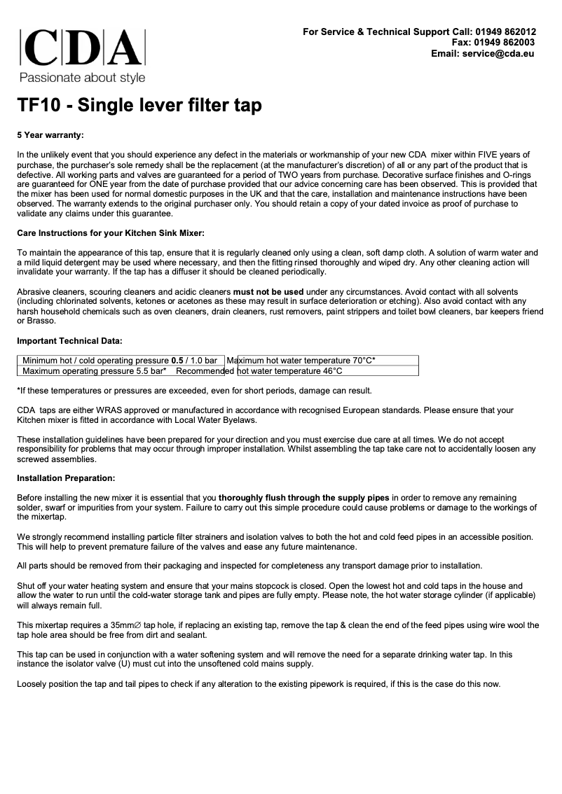 Página 1 del manual Manual de usuario CDA TF10CH