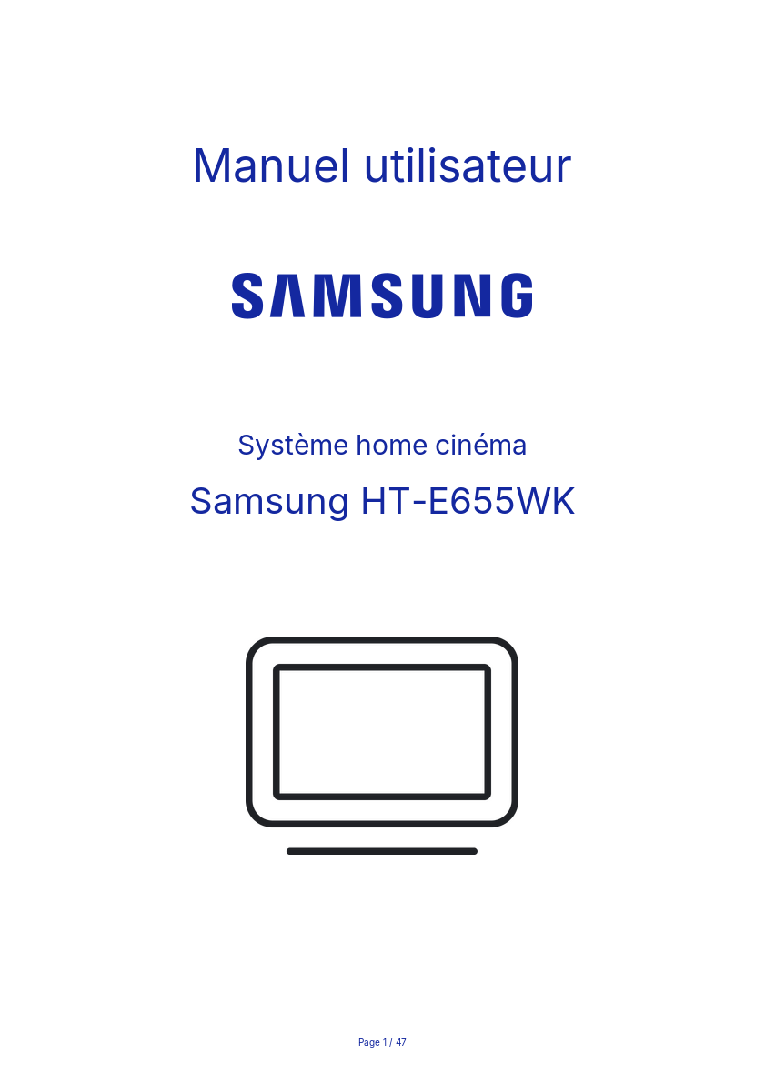 Image de la première page du manuel de l'appareil HT-E655WK