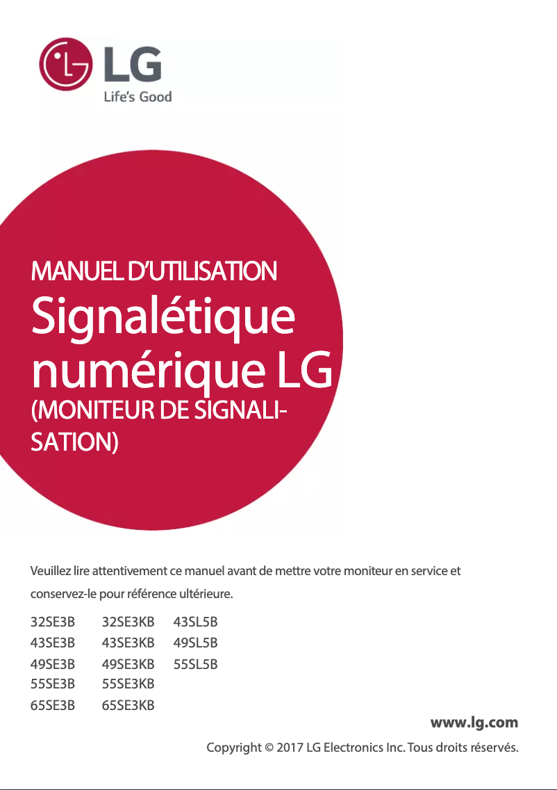Page n°1 - Manuel utilisateur LG 43SE3KB