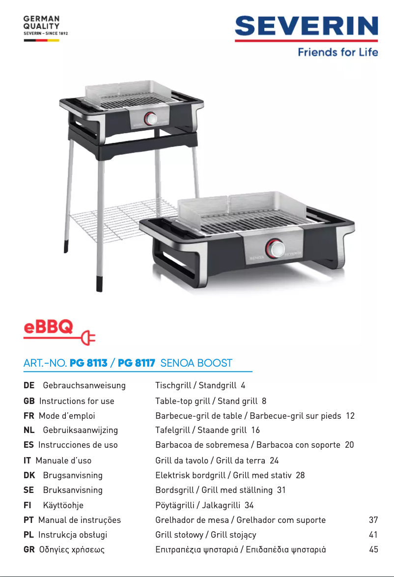 Page n°1 - Manuel utilisateur Severin Senoa Boost PG 8113