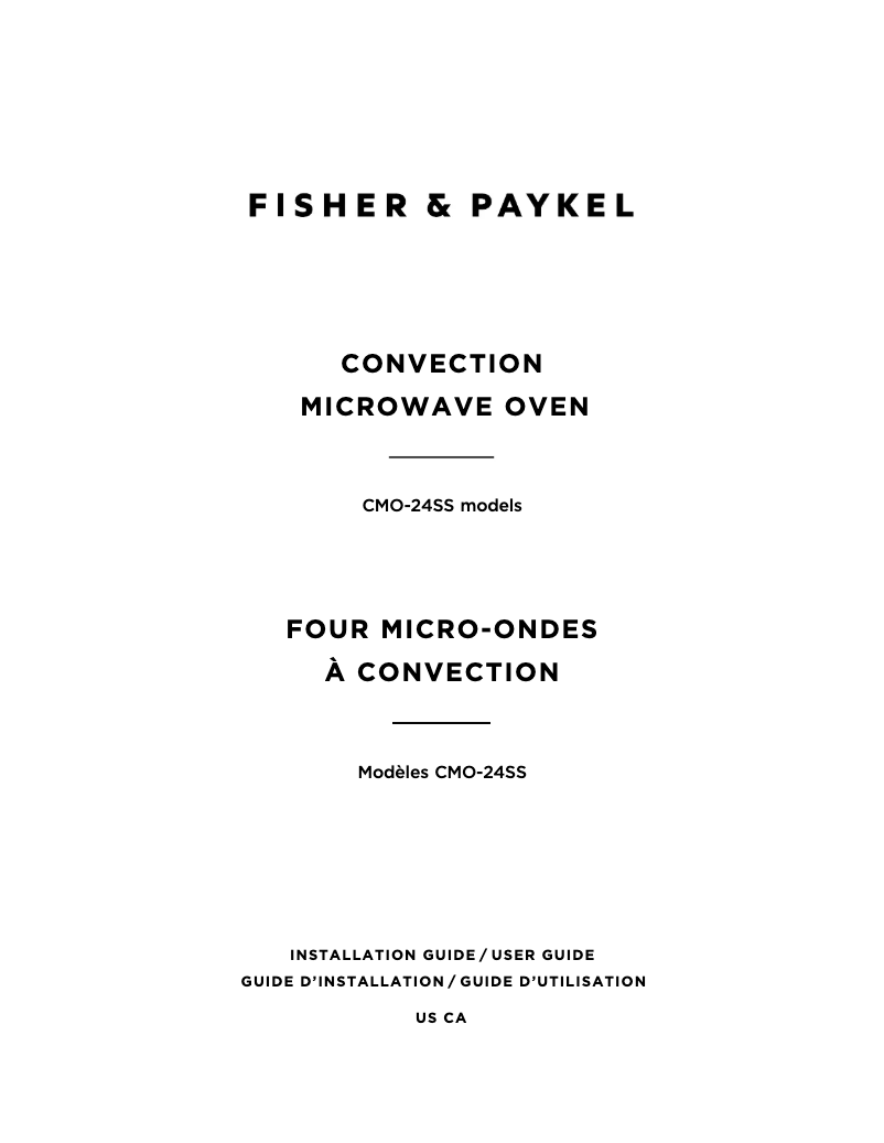 Page 1 de la notice Manuel utilisateur Fisher & Paykel CMO24SS3Y