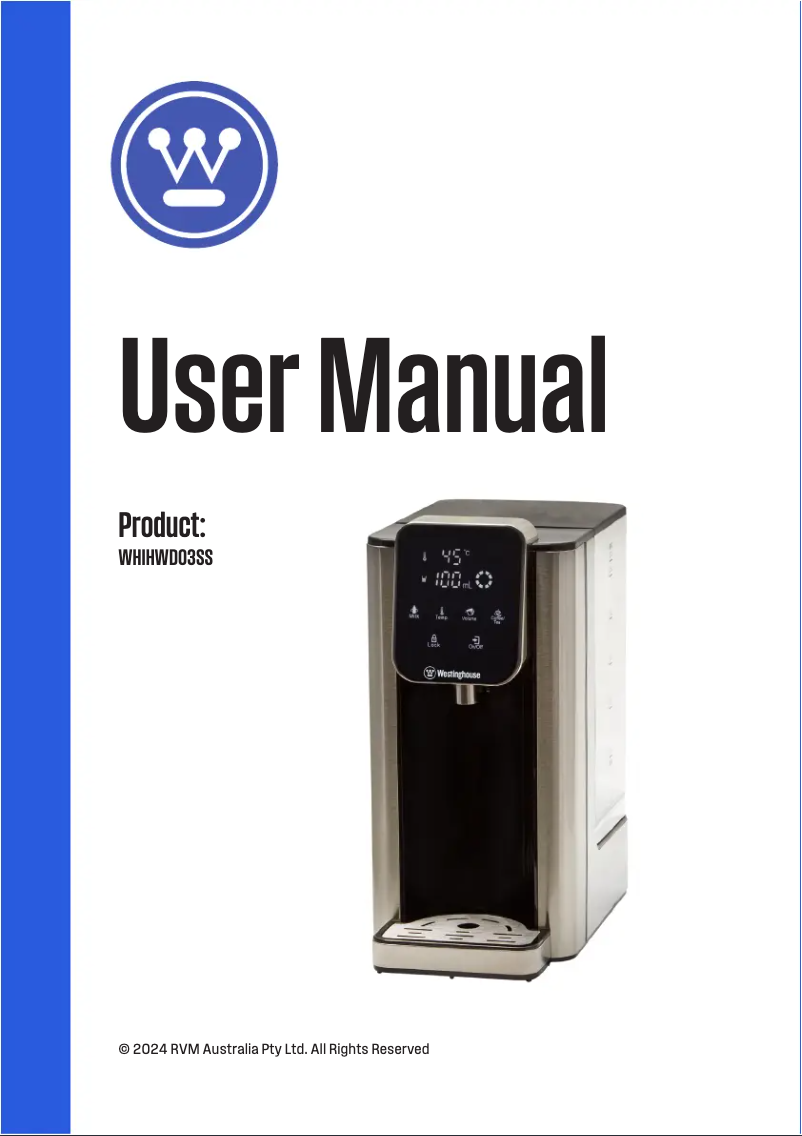 Page 1 de la notice Manuel utilisateur Westinghouse WHIHWD03SS