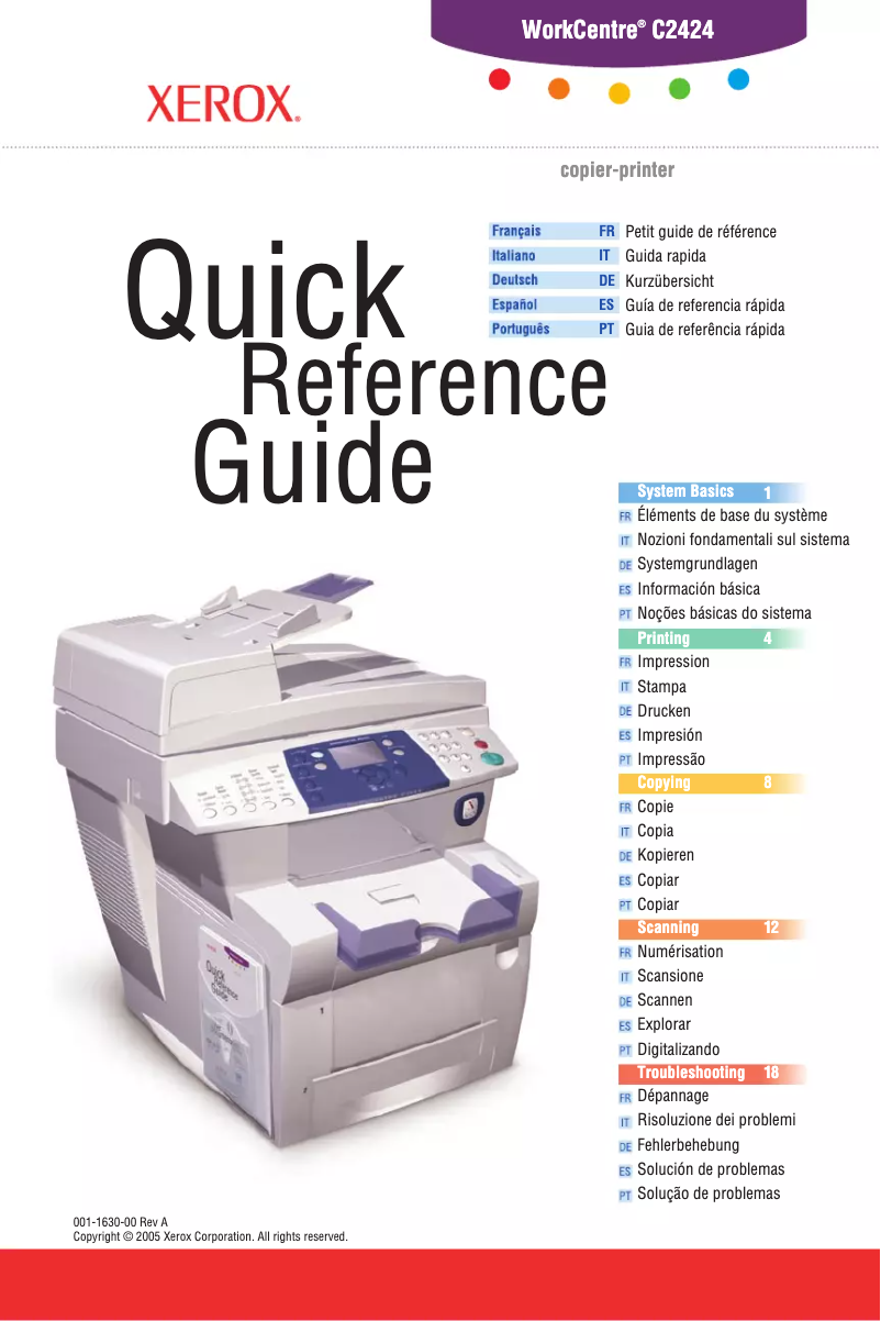 Page 1 de la notice Manuel utilisateur Xerox WorkCentre C2424