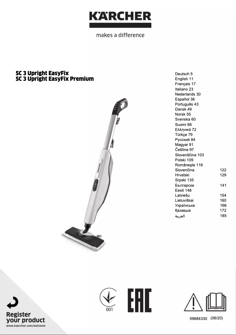 Page 1 of the manual User Manual Kärcher SC 3 Upright EasyFix Premium