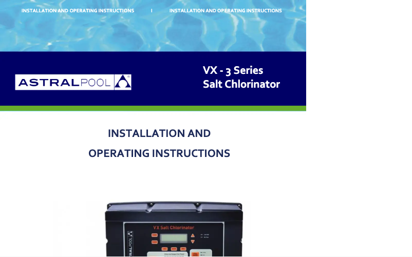 Page n°1 - Manuel utilisateur AstralPool VX 11T