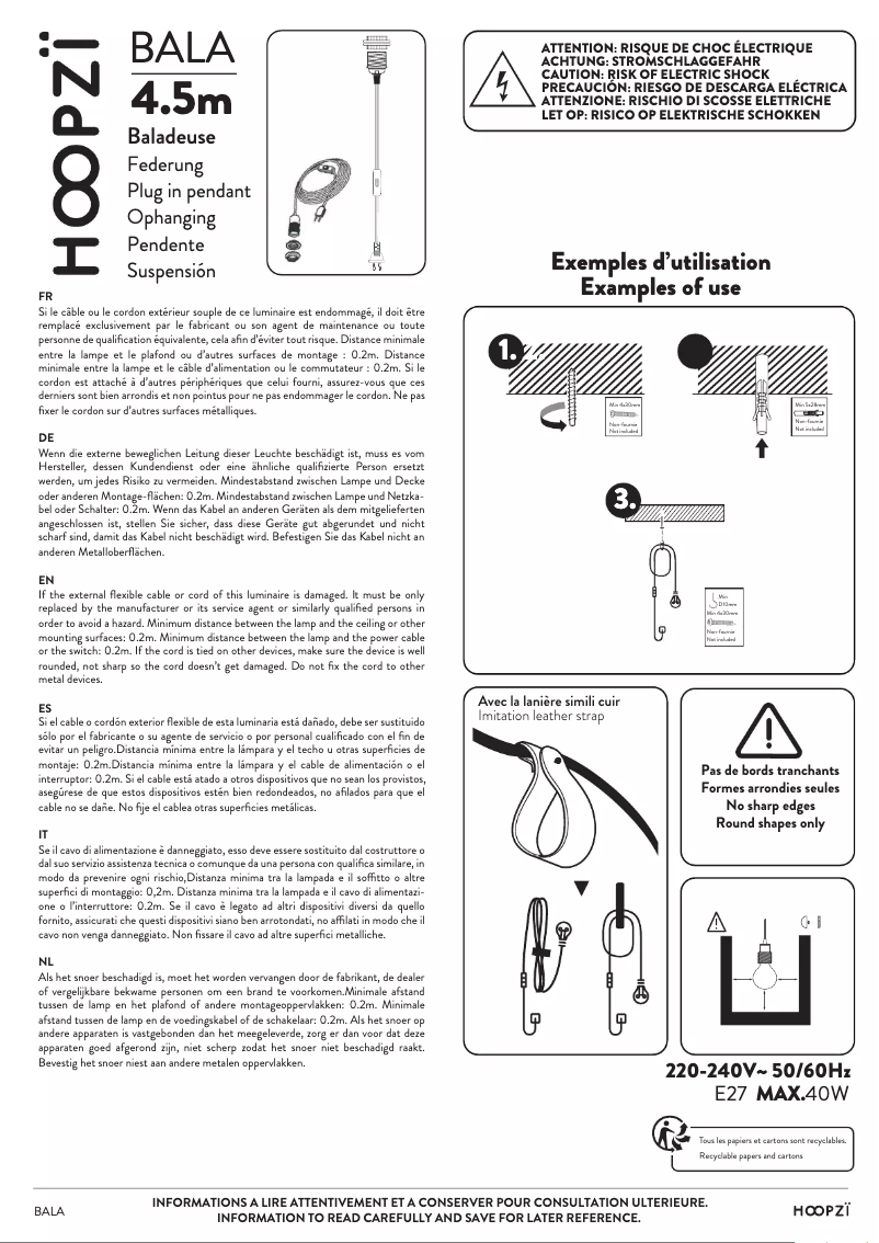 Page 1 de la notice Manuel utilisateur Hoopzi Bala