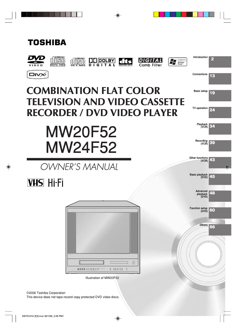 Page n°1 - Manuel utilisateur Toshiba MW24F52