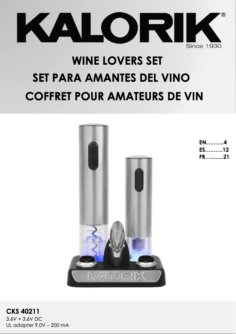 Page 1 de la notice Manuel utilisateur Kalorik CKS 40211