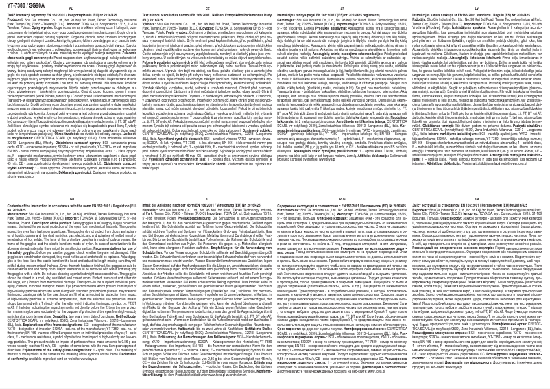 Image de la première page du manuel de l'appareil YT-7380