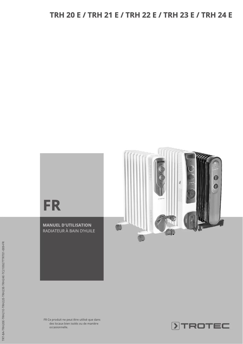 Page 1 de la notice Manuel utilisateur Trotec TRH 23 E