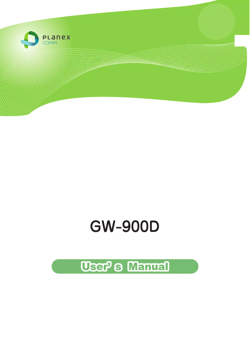Page n°1 - Manuel utilisateur Planex GW-900D