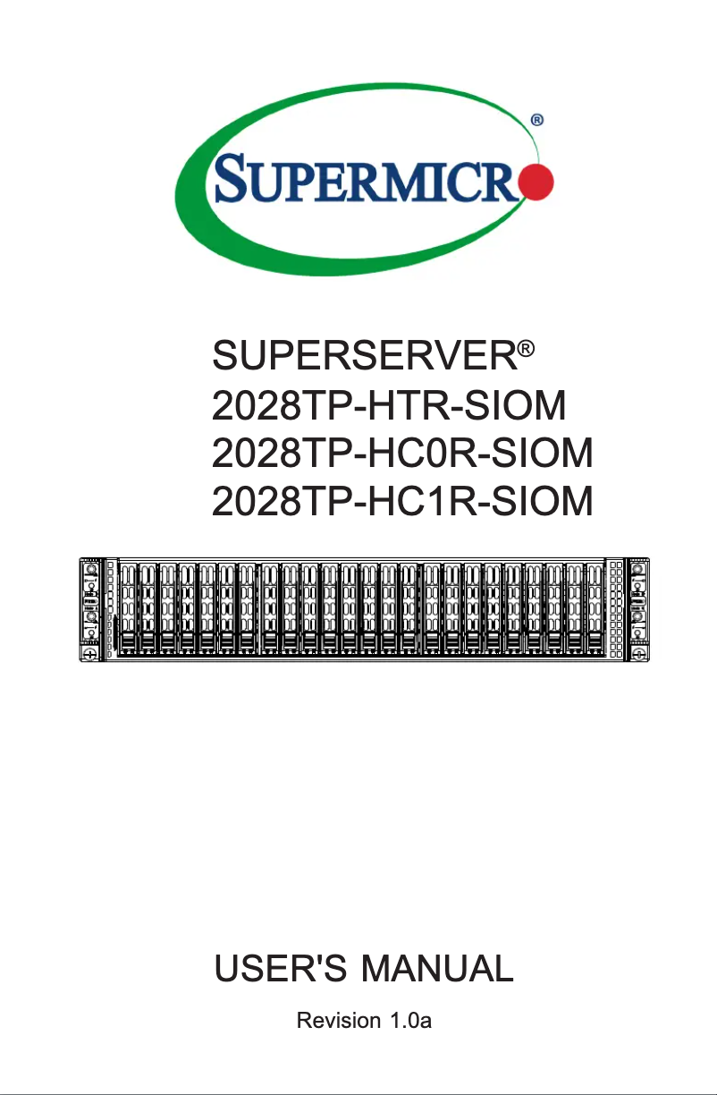 Page 1 de la notice Manuel utilisateur Supermicro SuperServer 2028TP-HC0R-SIOM