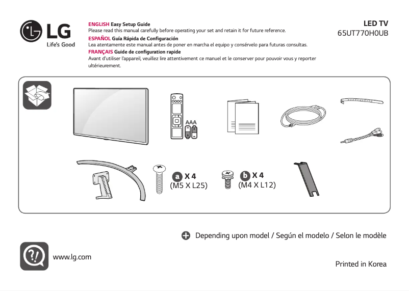 Page 1 de la notice Manuel utilisateur LG 65UT770H0UB