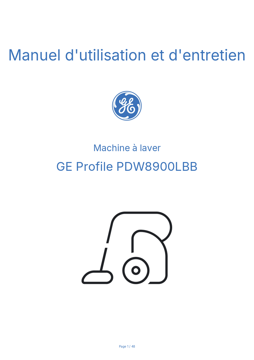 Image de la première page du manuel de l'appareil Profile PDW8900LBB