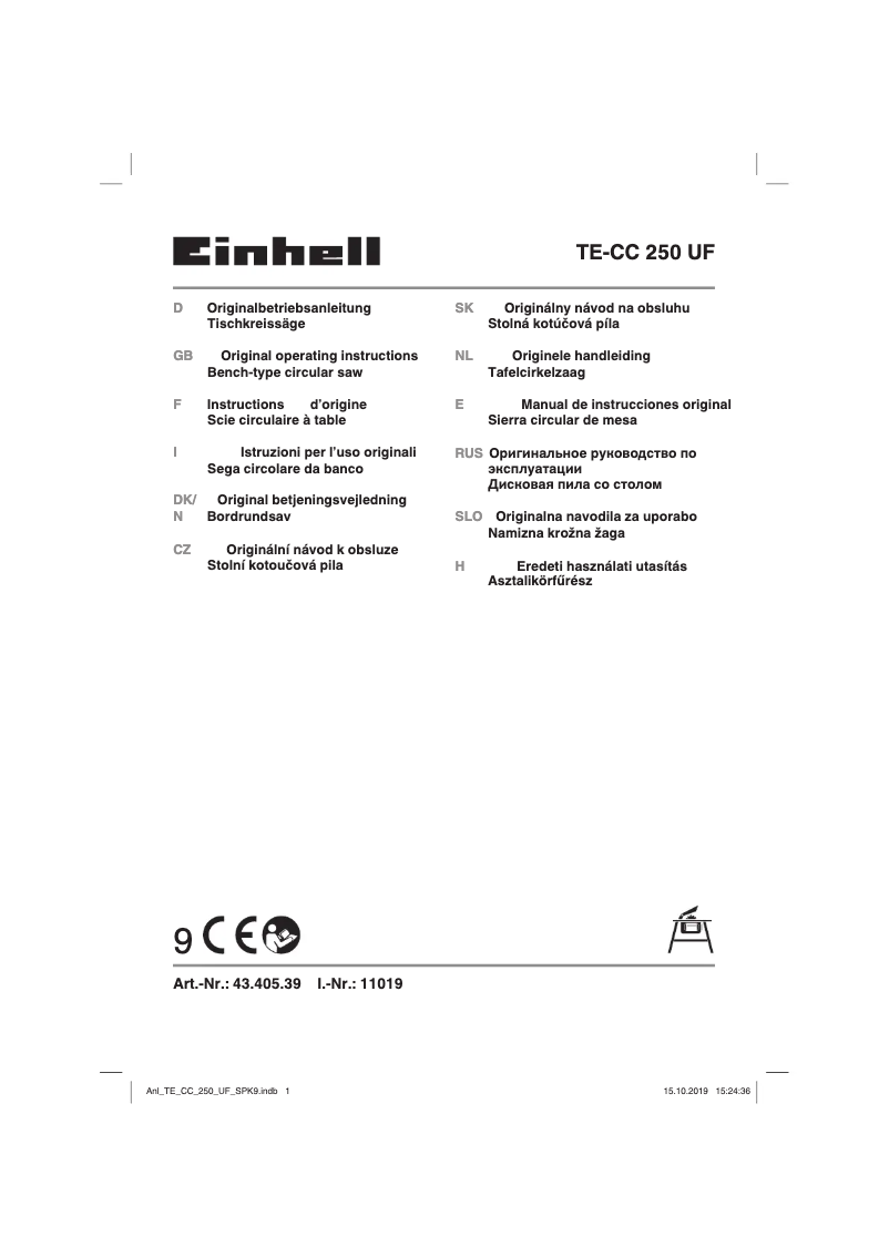 Image de la première page du manuel de l'appareil TE-CC 250 UF