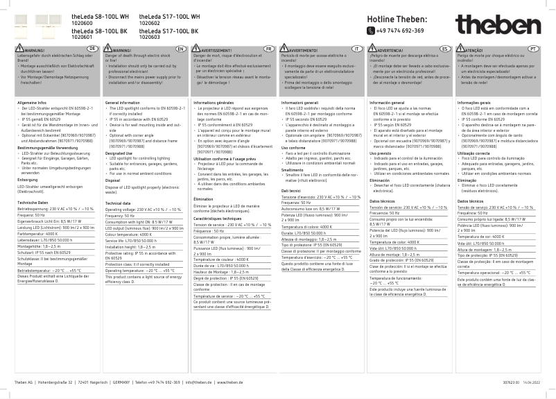 Image de la première page du manuel de l'appareil theLeda S17-100L